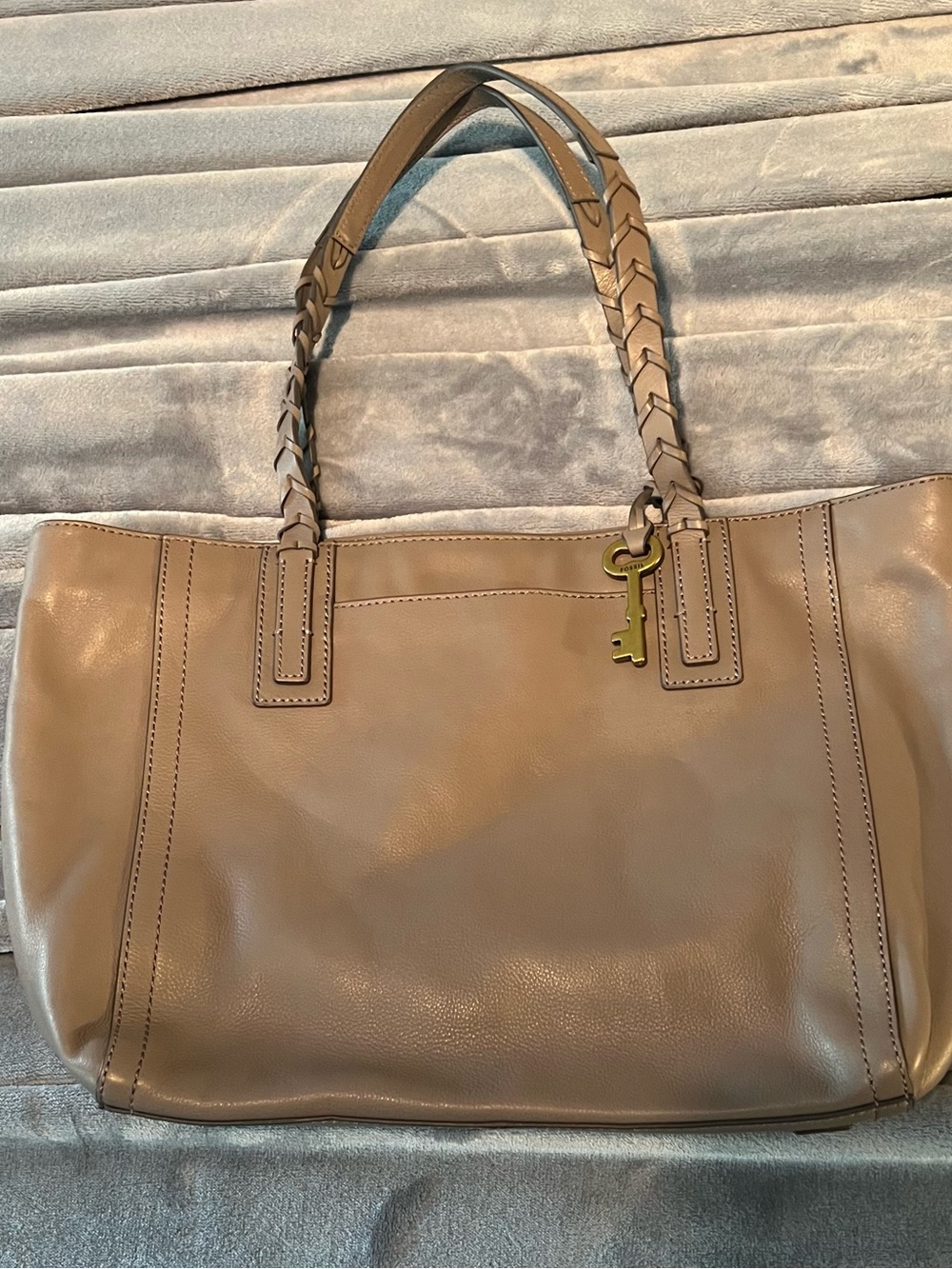 Fossil Emma Tote- light gray leather